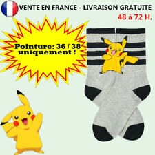 CHAUSSETTES ENFANT GARCON FILLE GRISES PIKACHU