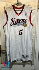 2001 Autographed Champion NBA Philadelphia 76ers Jérome Moiso 5 Game Jersey M...