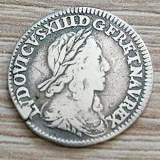 LOUIS XIII LE JUSTE Douzième d'écu, 3e type, 2e poinçon de Warin 1642 Paris, en 