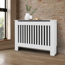 Cache-radiateur couvercle chauffage MDF maison de campagne 112x19x82 cm blanc
