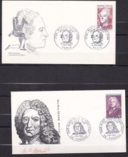 2 enveloppes 1er jour France, Beaumarchais 1967, Le Sage 1968- lot 896