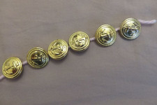 Lot de 6 boutons ronds à métal ancre marine doré 20 mm vintage