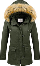 Femme Manteau Parka D'Hiver Blousons Chaude Veste Coupe-Vent Avec Capuche Amovib