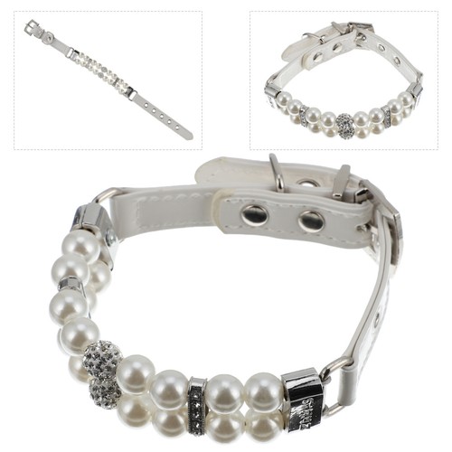 Collier perles cuir pu - de,