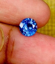 1.28cts 7mm rond bleu saphir naturel Srilanka non chauffé
