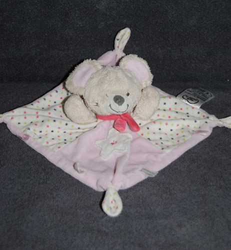 Doudou plat souris rose - plat,