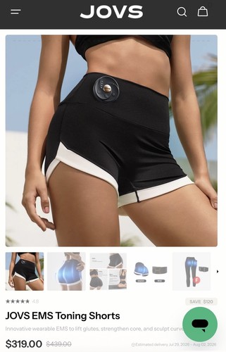 Jovs ems toning shorts size - jovs, f