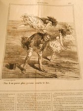 Litho Caricature 1869 - Le jeu