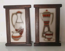 plaque carreau murale ceramique faience vintage italy dlg vallauris leduc capron