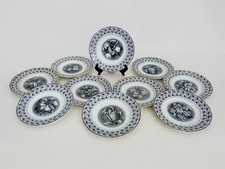 10 assiettes à dessert en faïence signées HB Choisy le roi à décor de fruits XIX