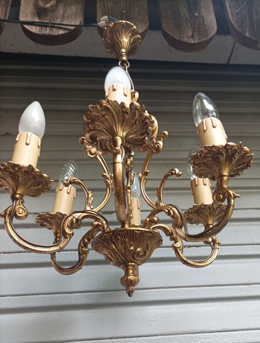 Lustre cage bronze feux - 6,