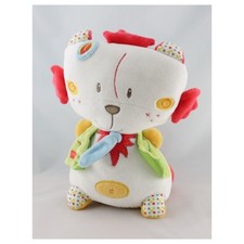 Doudou lion chat blanc rouge vert Gaspard SAUTHON - 13855