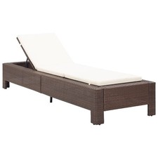 Transat avec Coussin Noir Résine Tressée Chaise Longue Jardin Terrasse vidaXL