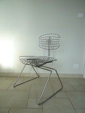 ancienne chaise BEAUBOURG design MICHEL CADESTIN wire metal chair TEDA 1970