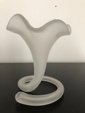 vase soliflore corolle vintage verre givré opaque dépoli PORT OFFERT