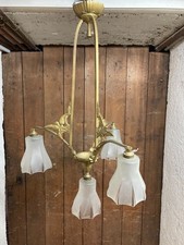 lustre ancien en bronze avec 4