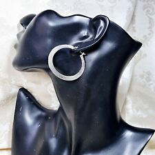 Grandes Créoles Ovales Argent Vintages Artisan Argent 925 À Décor Floral 45x40mm