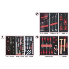 Composition d'outils 3 tiroirs pour servante, 158 pièces Kstools