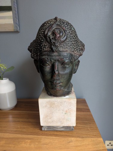 Tête pharaon plâtre patine