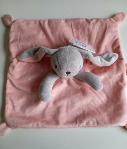 Doudou plat lapin rose - , gris