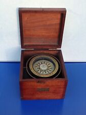 Compas Boussole Navigation E.Vion Paris En Laiton Et Bois Ancien