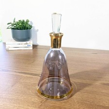 Carafe en cristal Vannes-le-Châtel Col doré et bouchon taillé France vers 1970