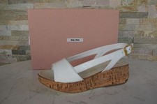 Miu Eu 36,5 Sandales Plateformes Compensées Chaussures Blanc Neuf Autrefois