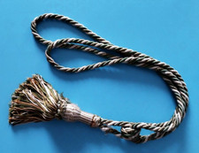 Ancienne embrasse à rideau passementerie Fil de soie Vert - blanc - or