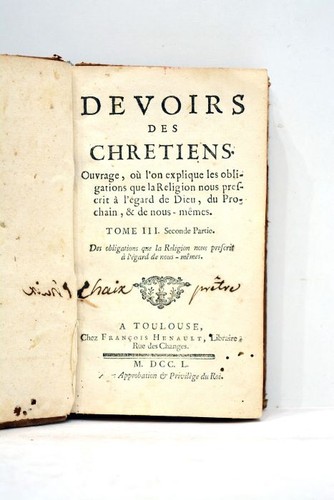 Livre ancien devoirs chretiens - livre,