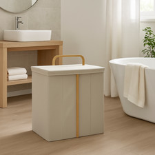 Panier À Linge 2 Compartiments Avec Poignée Pliable