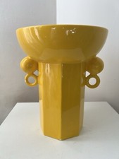 Vase XXL design style Memphis 1980 ceramique Jaune LISA GACHET