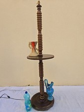 Charles Dudouyt Lampadaire Lampe Art Deco Moderniste Colonne Bois Tourné no Vis