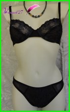 Ensemble MIRIALE Soutien Gorge Noir motif bleu  90B et Slip taille S 36/38- AE92