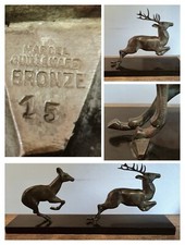 Marcel Guillemard & Charles Laurent  Bronze Scène Animalière Cerf 1930/Art Déco.