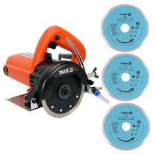 SCIE CIRCULAIRE A EAU ET SEC 125 mm COUPE CARRELAGE CERAMIQUE 1400 W + 3 DISQUE