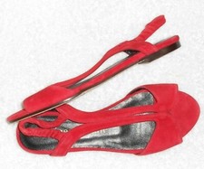 KARINE ARABIAN sandales plates cuir daim rouge P 36½ "Neuves"