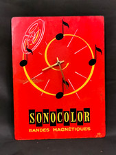Rare , SONOCOLOR Bandes magnétiques . Pendule Horloge Publicitaire vintage ORTF