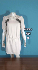 Grace & Mila Taille 40  Superbe robe manches courtes beige et noire coton