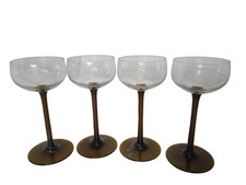 4 verres à vin blanc d'Alsace DOMAINE DOPFF anciens pied marron 