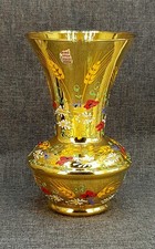 Grand Vase Verre Ancien Décor Floral Or Dorure  Monaco Monte-Carlo Venise +++