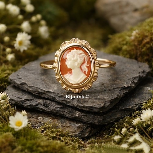Bague camée rouge plaqué - bague,