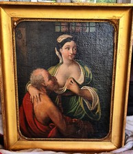 Ecole française du XVIIe siècle, La Charité Romaine, cadre en bois doré