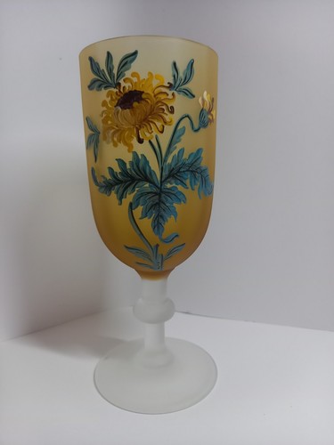 Verre sur pied peint - la, main