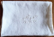 Serviette de table en lin damassé monogrammée M.N.- 90 cm X 73 cm