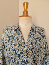 CAMAÏEU : CHEMISIER IMPRIMÉ LIBERTY FLEURI COTON SHIRT BAUMWOLLBLUSE BLUSE 