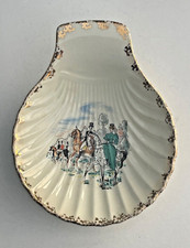 Vide-poche vintage faïence coquillage décor cavaliers - St Amand - Semi-vitrifié