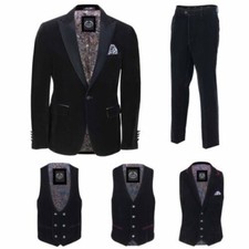Hommes Velours Noir Costume
