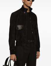 Veste en cuir daim noir homme