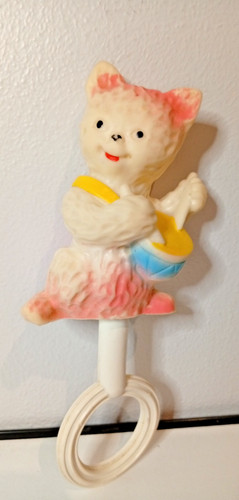 Hochet bébé vintage chat