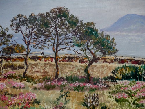 Huile tableau paysage bord - tableau, lac